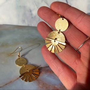 Brass bohemian earrings, never worn, brand new